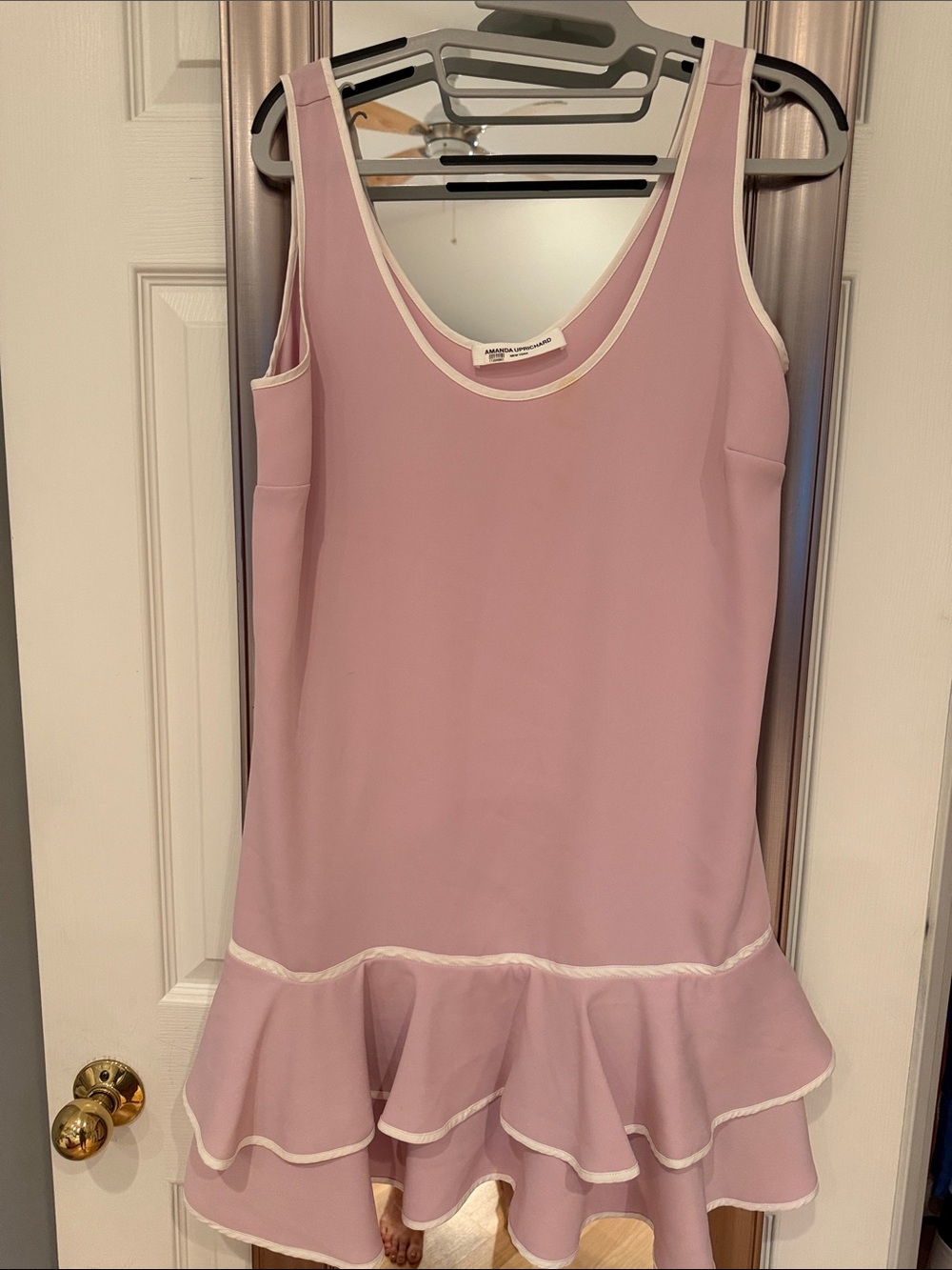 Amanda Uprichard Pink Sleeveless Dress with White Trim